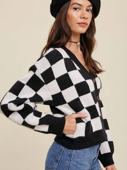 Layer Up in Gingham Button Up Cropped Cardigan
