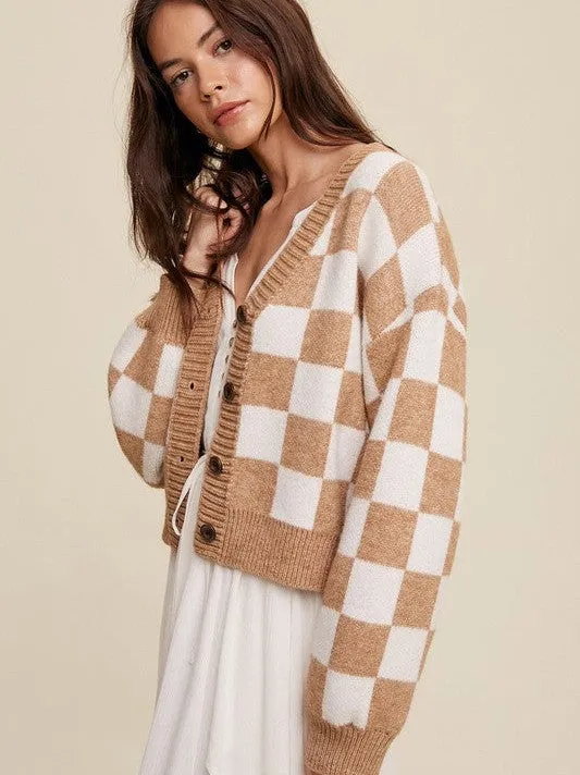 Layer Up in Gingham Button Up Cropped Cardigan
