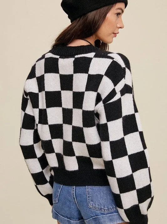 Layer Up in Gingham Button Up Cropped Cardigan