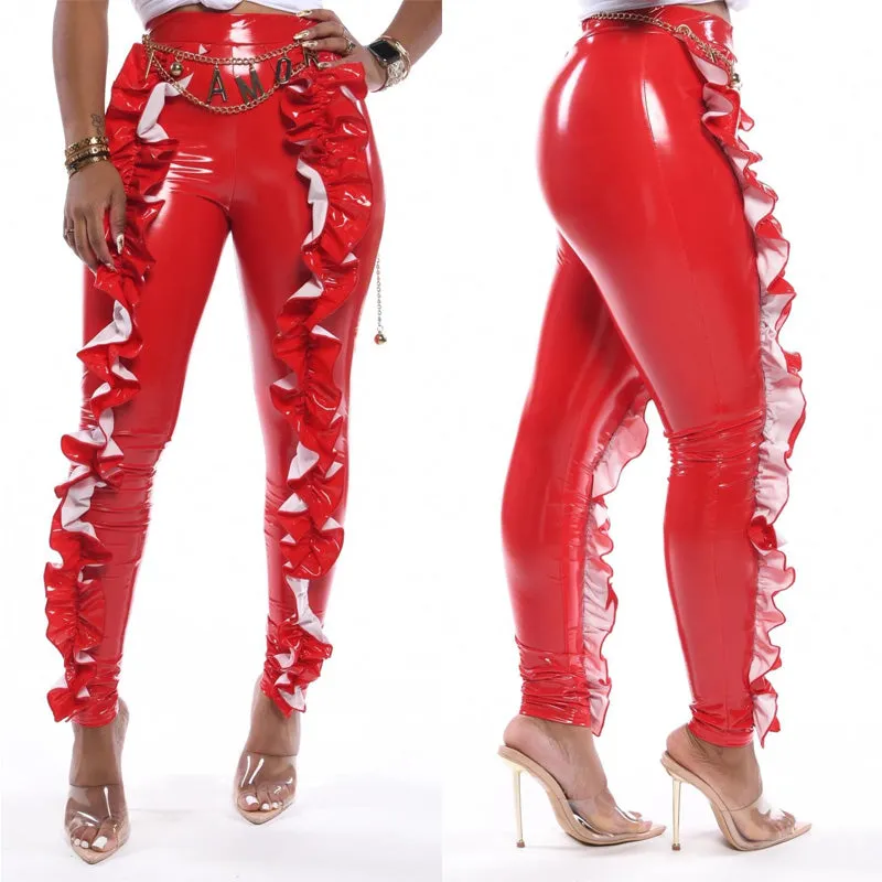 Leather High Waist Stretch Skinny Pants