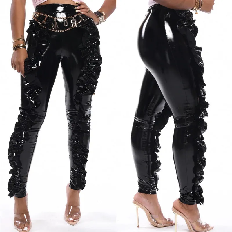 Leather High Waist Stretch Skinny Pants