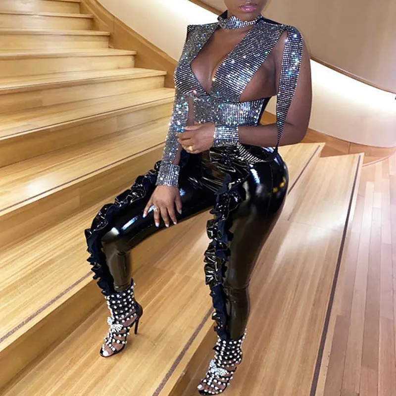 Leather High Waist Stretch Skinny Pants