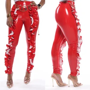 Leather High Waist Stretch Skinny Pants