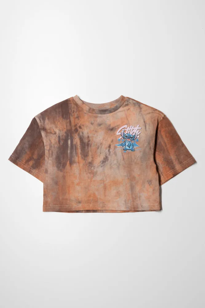 Lilo And Stitch Crop Top T-Shirt Pink