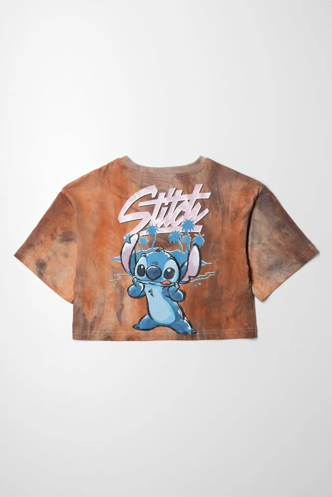 Lilo And Stitch Crop Top T-Shirt Pink