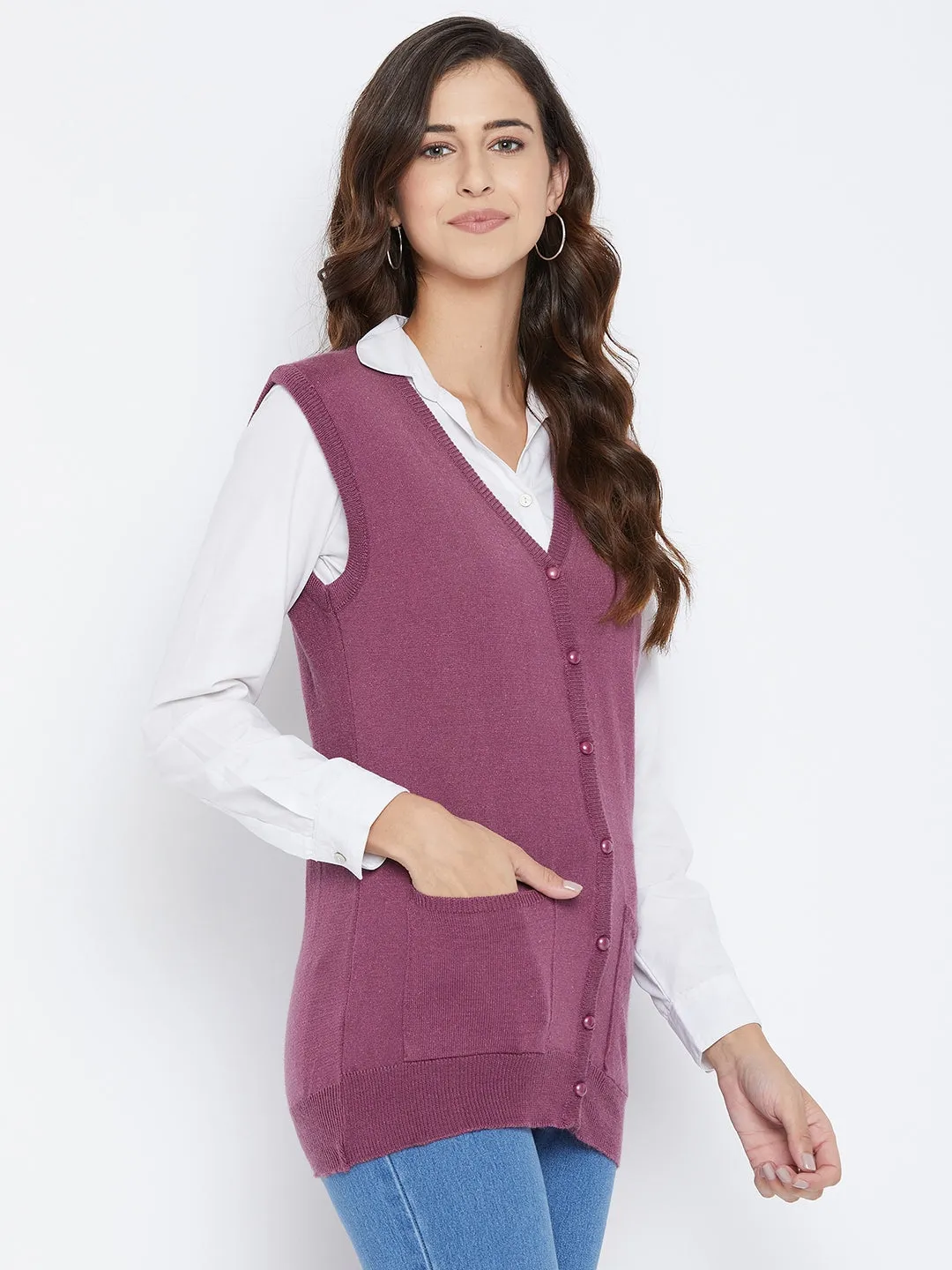 Livfree Women's V-neck Sleeveless Solid Cardigan - Onion