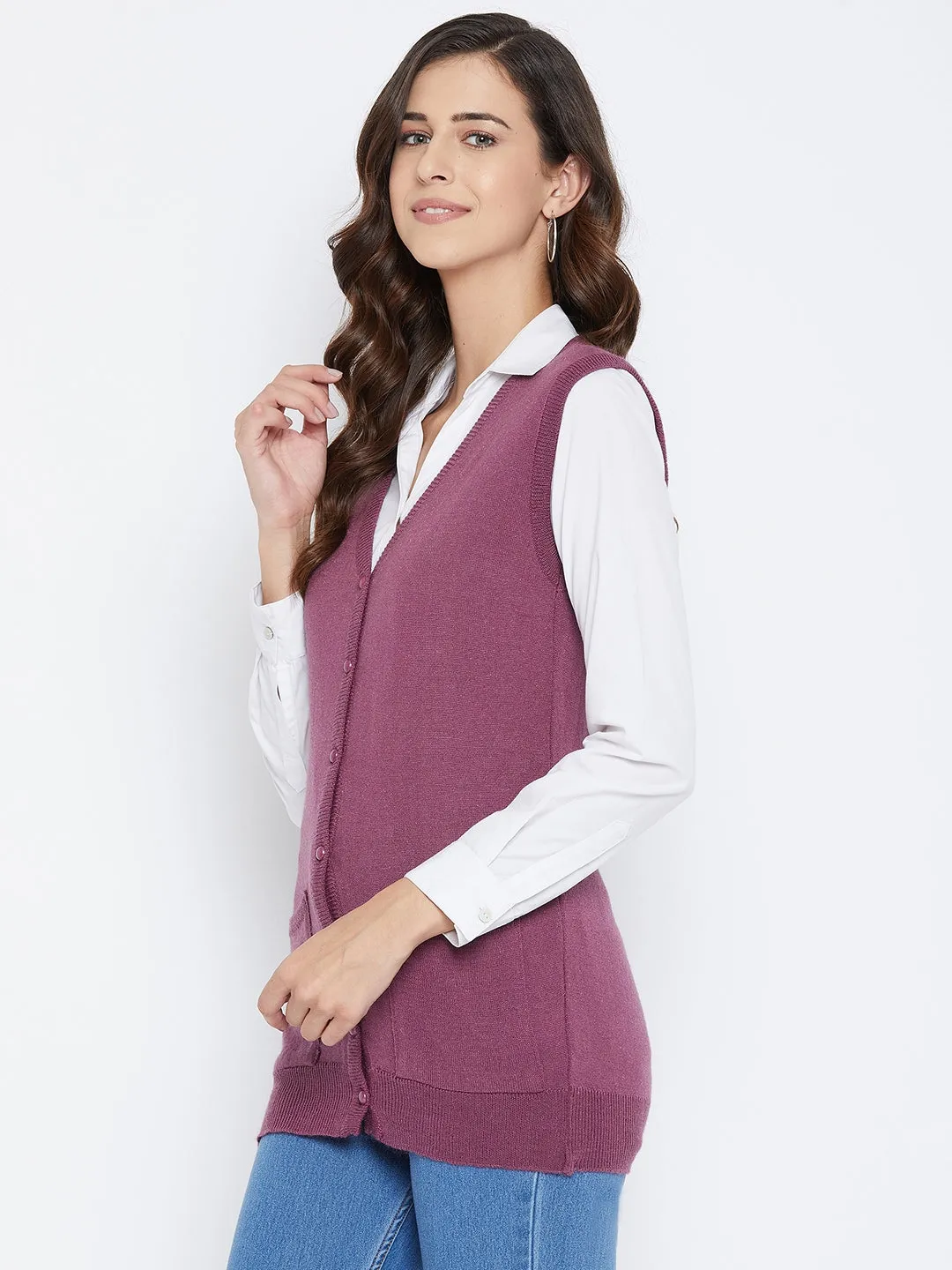 Livfree Women's V-neck Sleeveless Solid Cardigan - Onion
