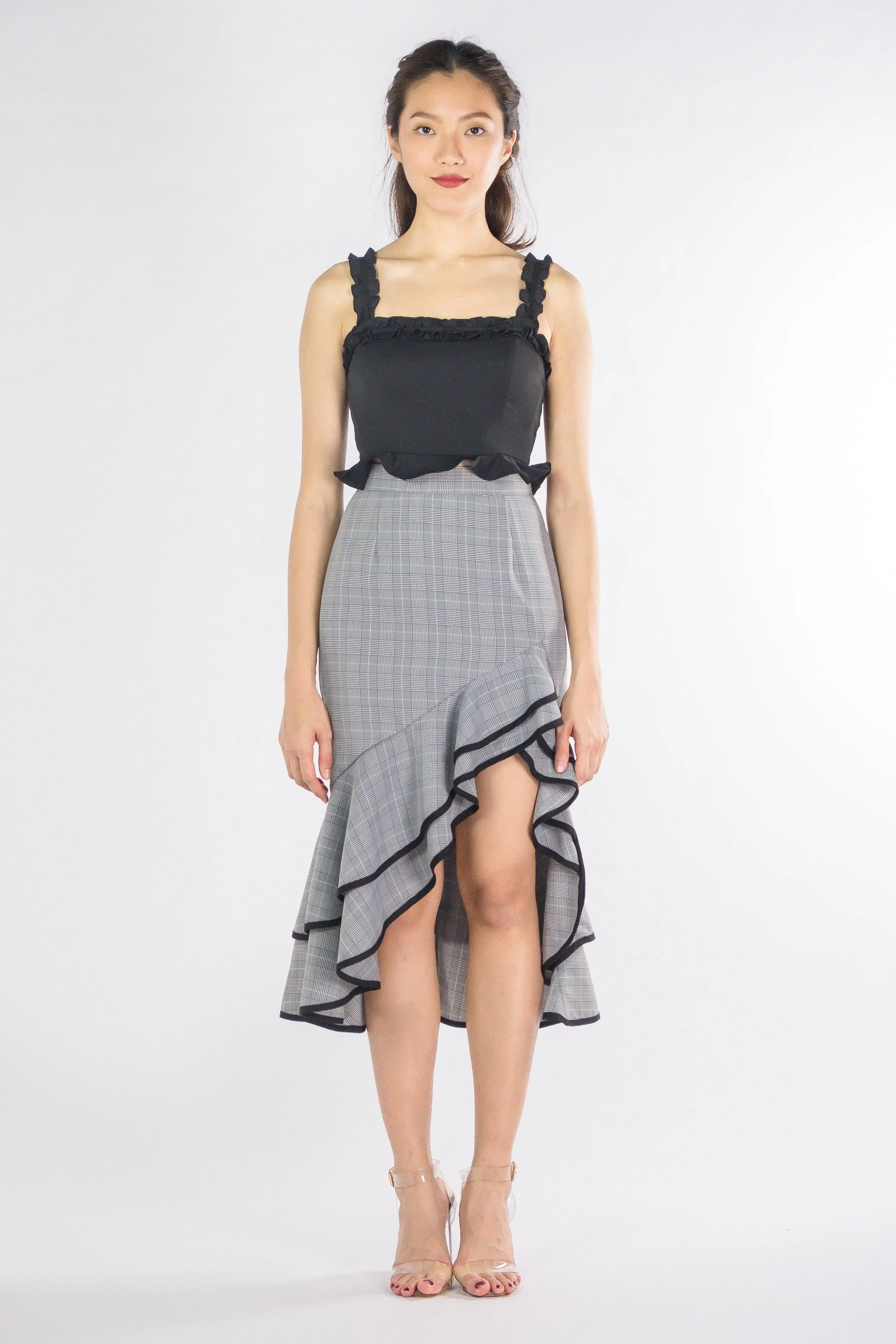 LNR'19 Asymmetrical Ruffle Hem Skirt - Gray