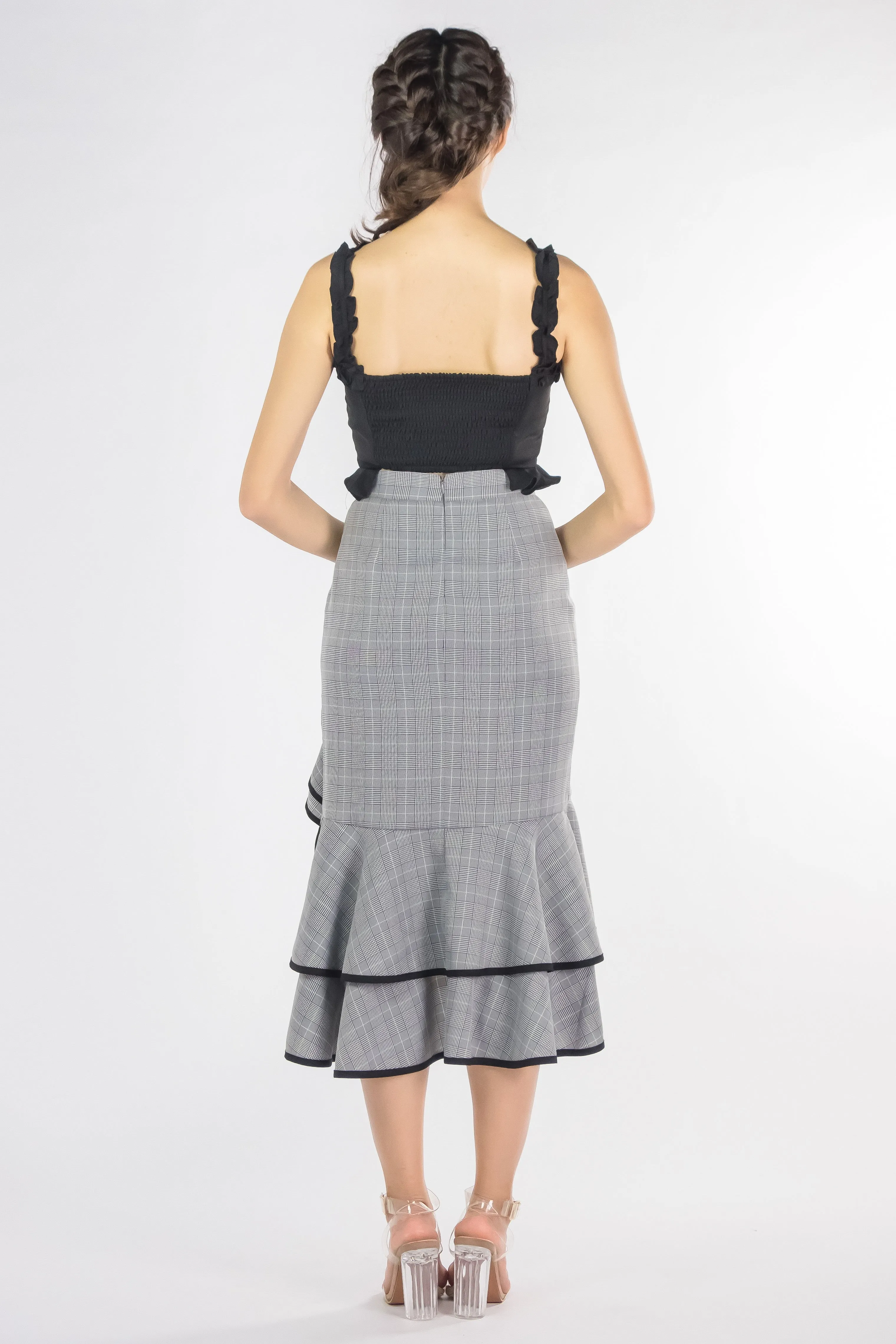 LNR'19 Asymmetrical Ruffle Hem Skirt - Gray