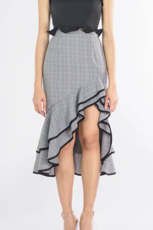 LNR'19 Asymmetrical Ruffle Hem Skirt - Gray