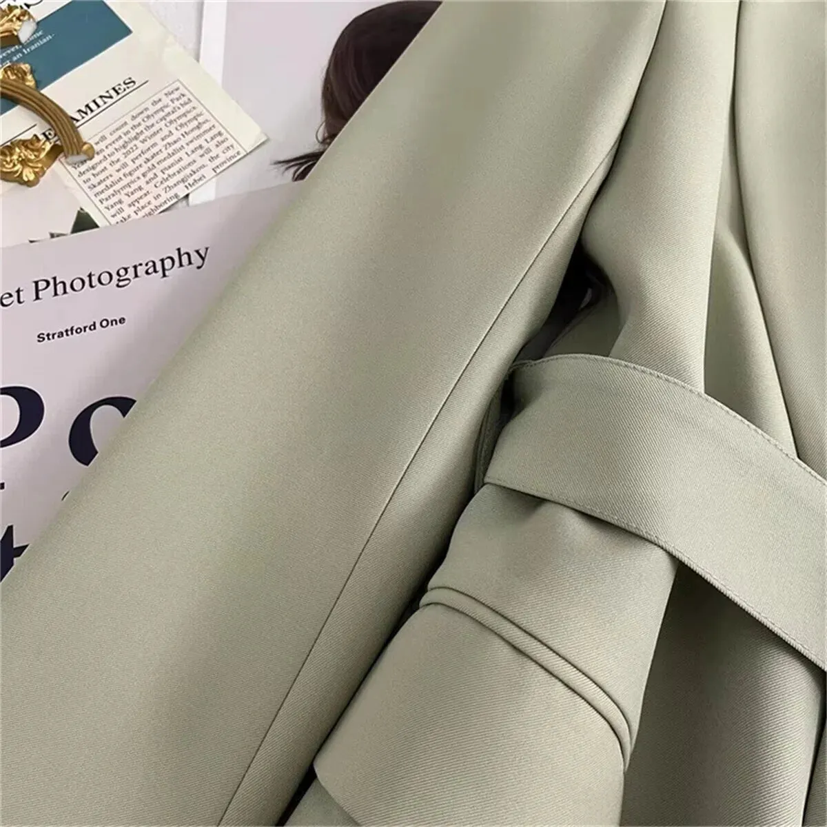 LVSANW Women's Suit Coat With Belt Elegant Casual Blazer Korean Fashion Luxury Jacket Spring Autumn Solid Color Ladies Office Clothing