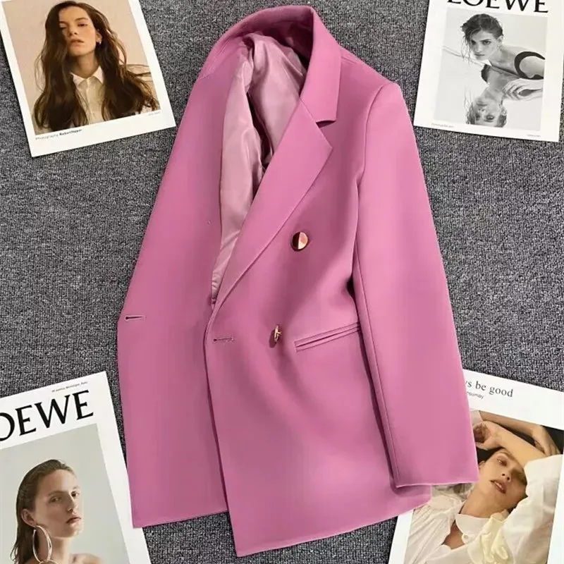 LVSANW Women's Suit Coat With Belt Elegant Casual Blazer Korean Fashion Luxury Jacket Spring Autumn Solid Color Ladies Office Clothing
