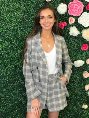Madison Double Breasted Plaid Jacket