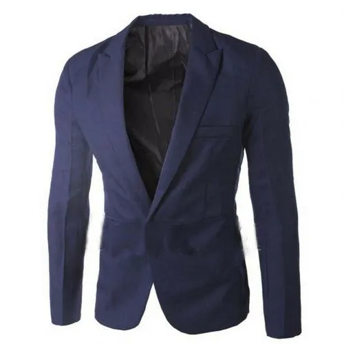 Men Lapel One Button Pockets Blazer Slim Fit Suit