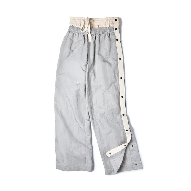 Men's Side Breasted Pants Basketball Training Pants Loose Streetwear Wide Leg Sweatpants