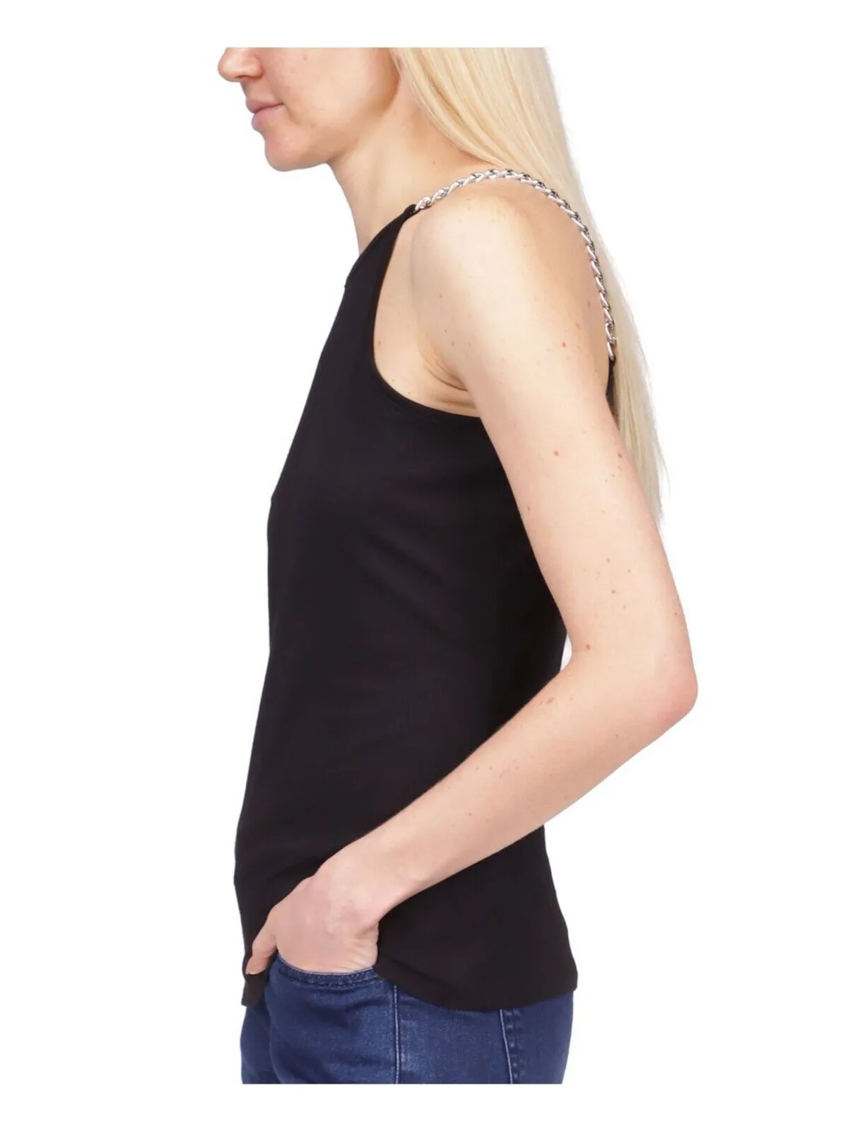 Michael Kors Women's Chain-Strap Top Black Size M MSRP $78