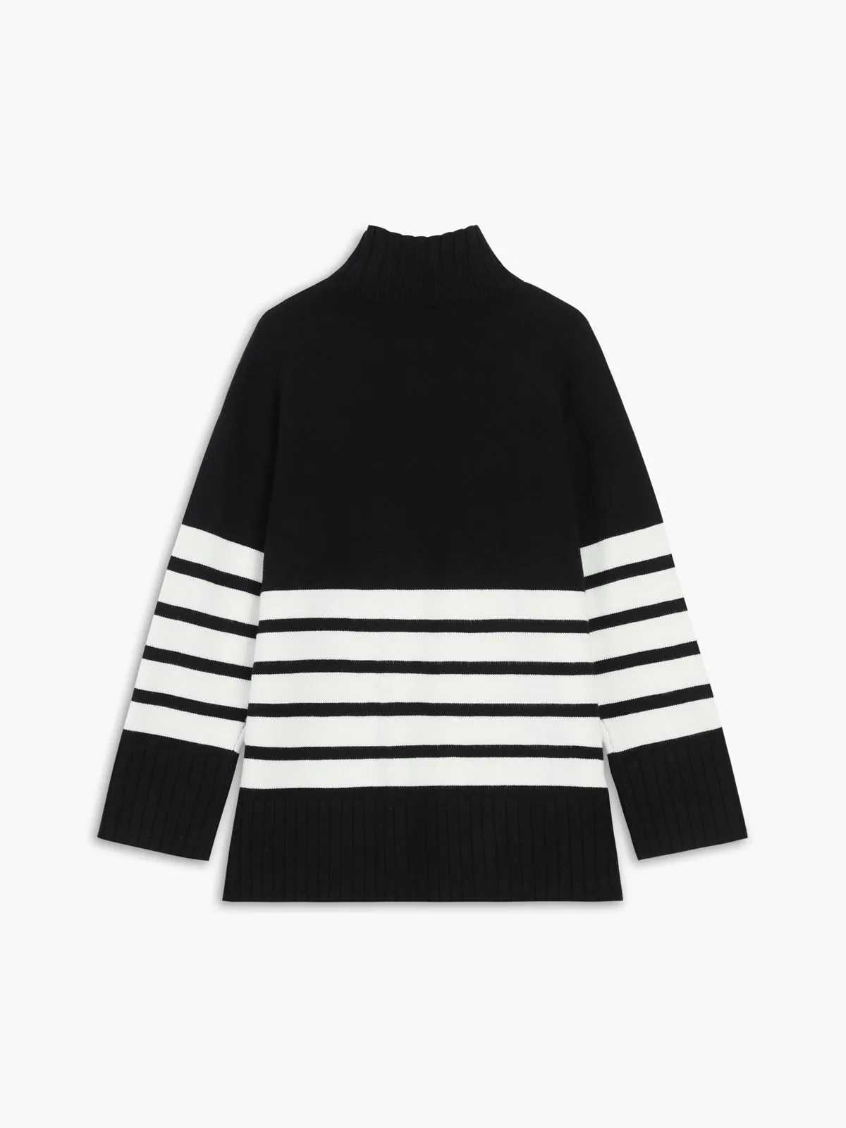 Miss Paris Mock Trendy Neck Stripe Sweater