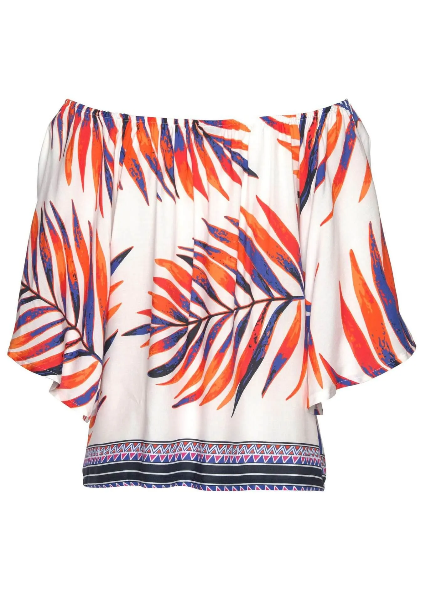 Off Shoulder Flower Print Sleeveless Regular T-shirt
