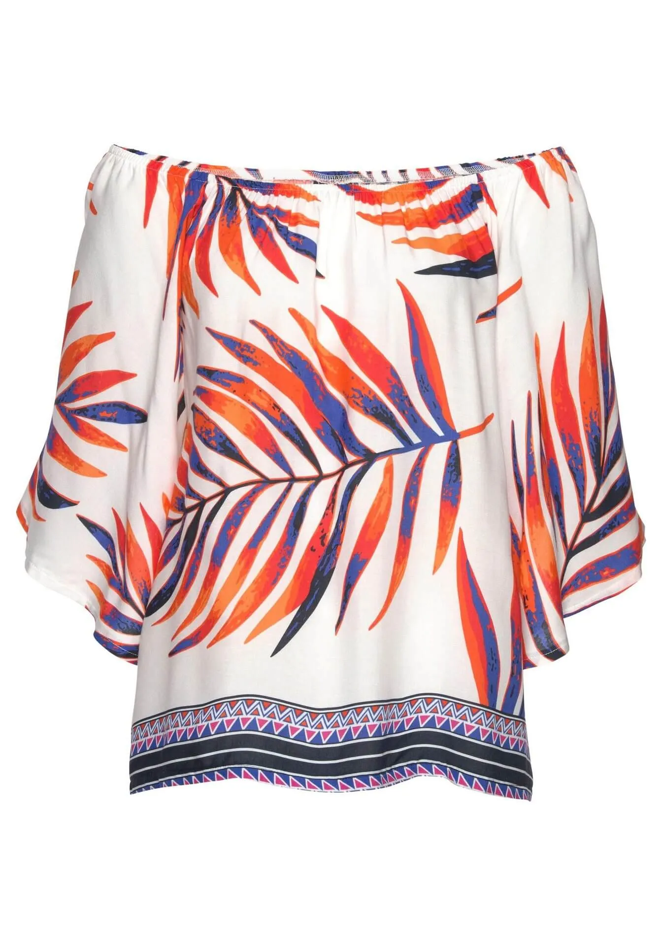 Off Shoulder Flower Print Sleeveless Regular T-shirt
