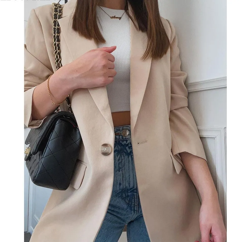 Office Wear Single Button Blazer Coat
