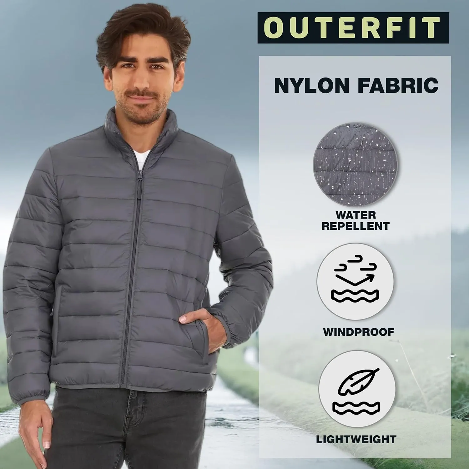 Packable Puffer Jacket Men, Warm Lightweight Winter Jackets for Men