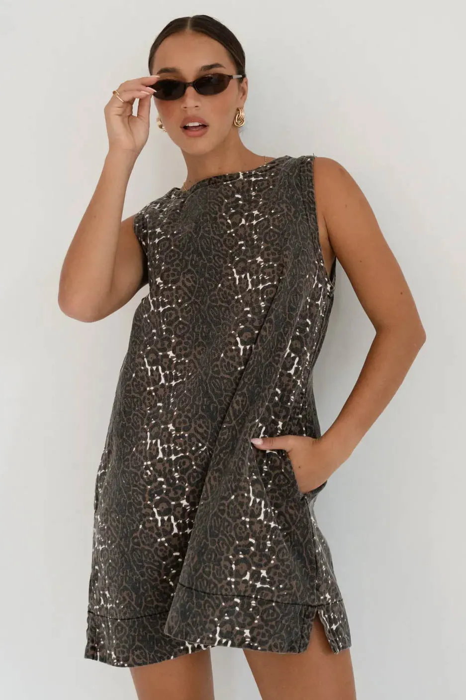 Paper Heart Leopard Denim Dress