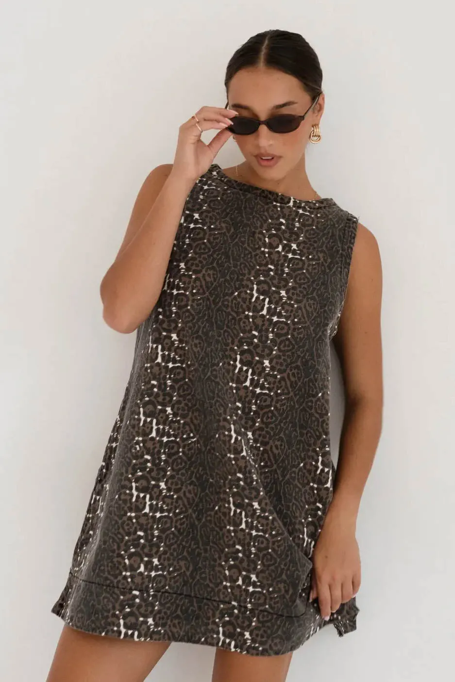 Paper Heart Leopard Denim Dress