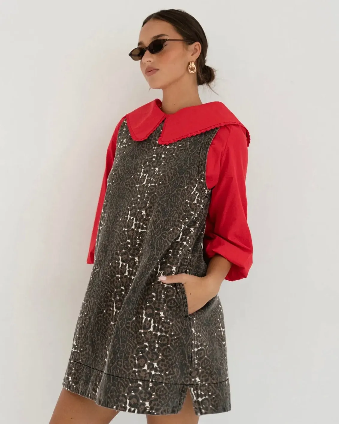 Paper Heart Leopard Denim Dress