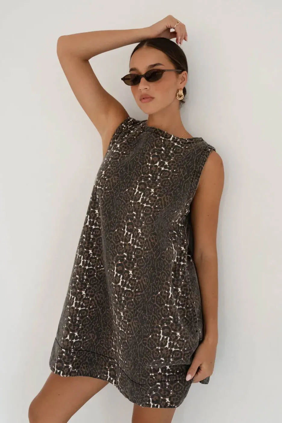 Paper Heart Leopard Denim Dress