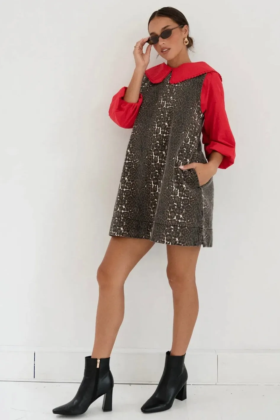 Paper Heart Leopard Denim Dress
