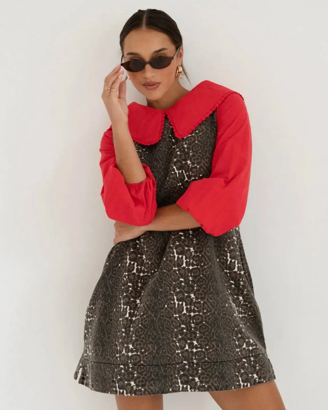 Paper Heart Leopard Denim Dress
