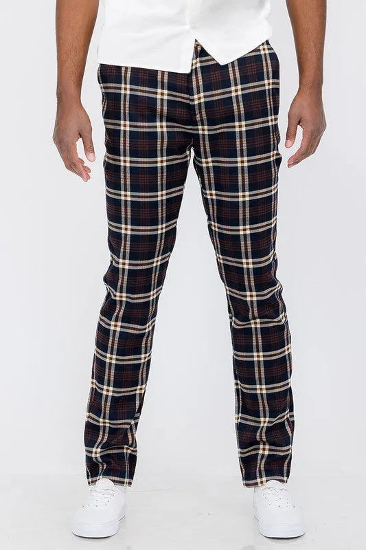Plaid Trouser Pants Navy2