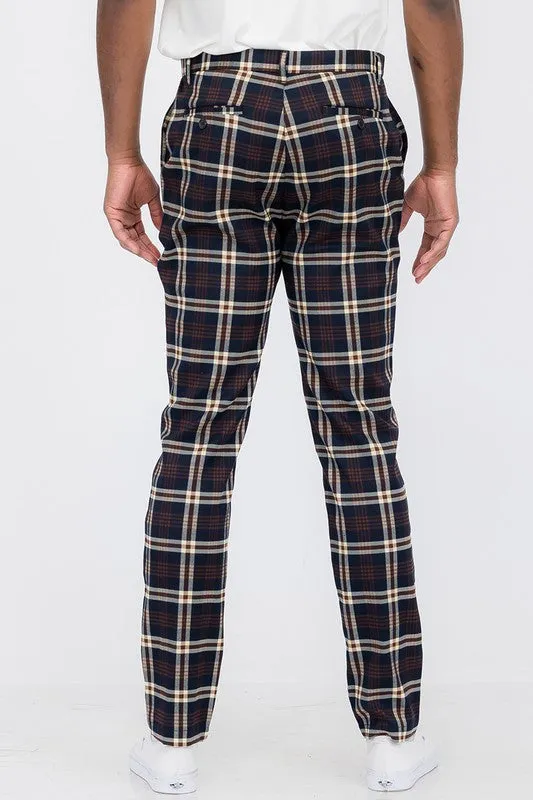 Plaid Trouser Pants Navy2