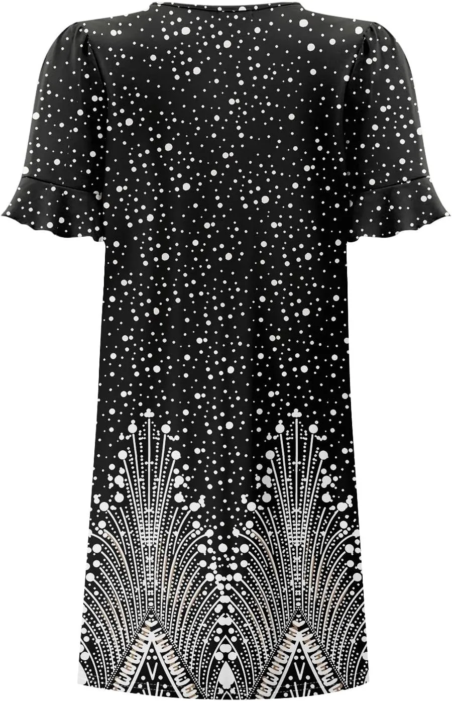 Plus Size Easter Dresses for Curvy Women Summer Casual Shift Ruffle V Neck Short Sleeve Beach Dress with Pockets