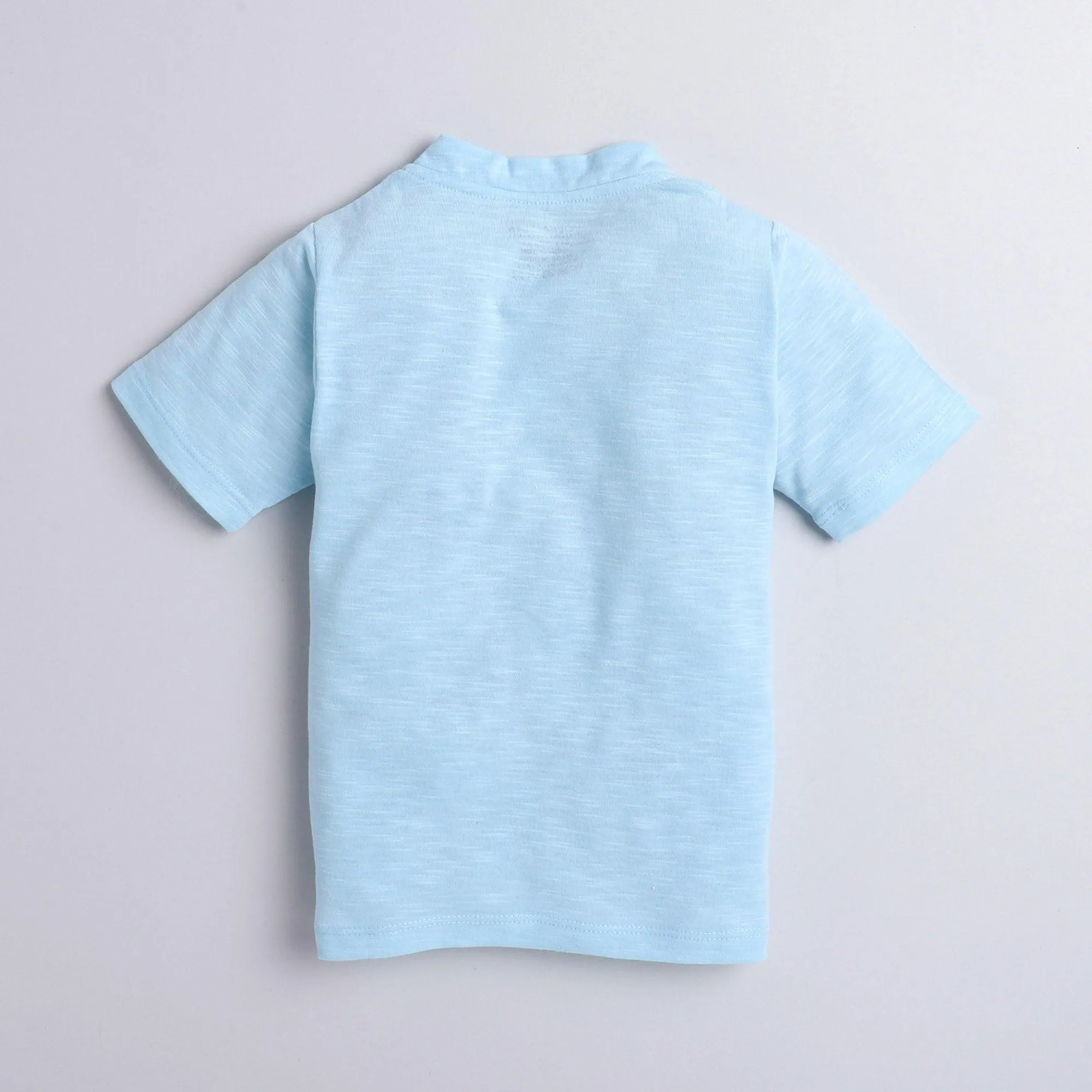 Polka Tots Half Sleeve Mandarian Collar 100% Cotton Dog Blue