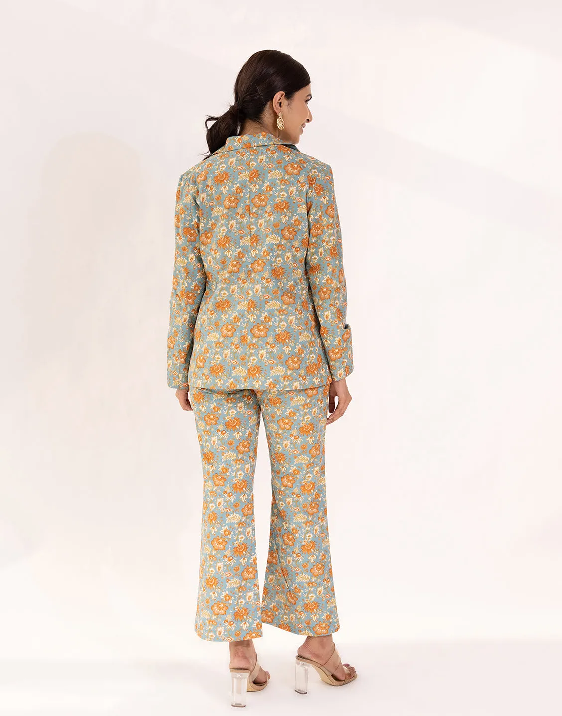 Prague Blazer pants set of two pcs (Flower Print)
