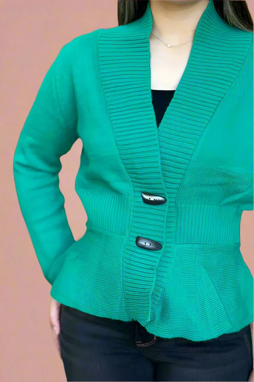Scalloped Hem Cardigan Green