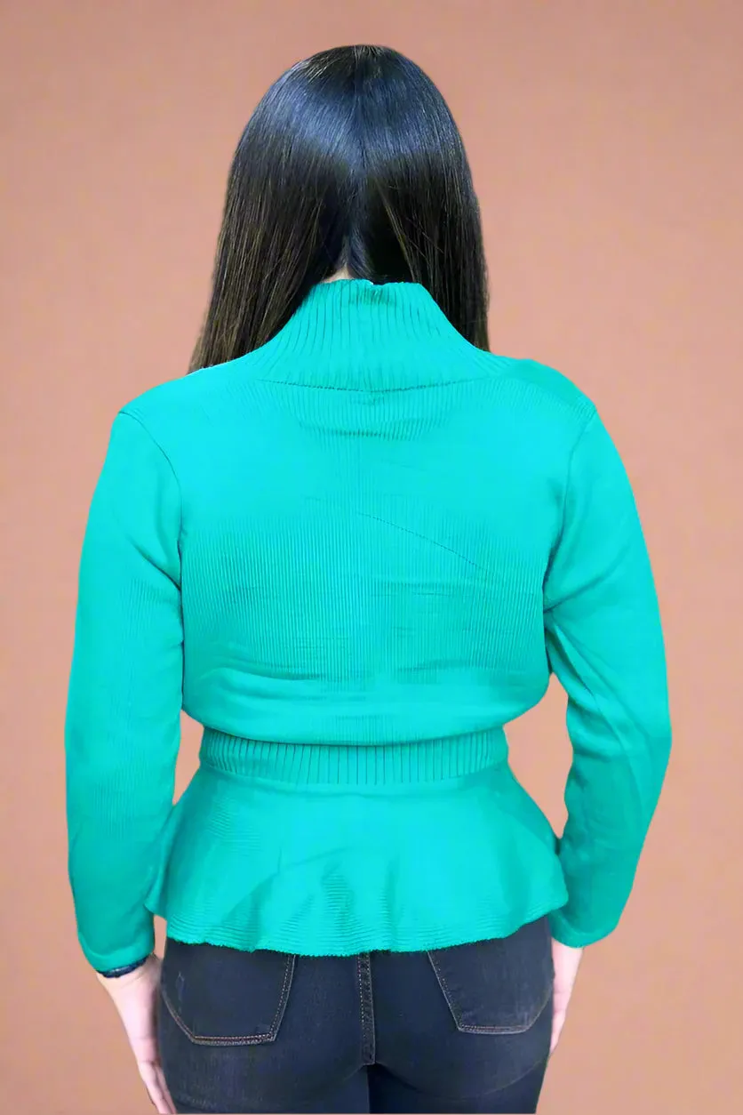 Scalloped Hem Cardigan Green
