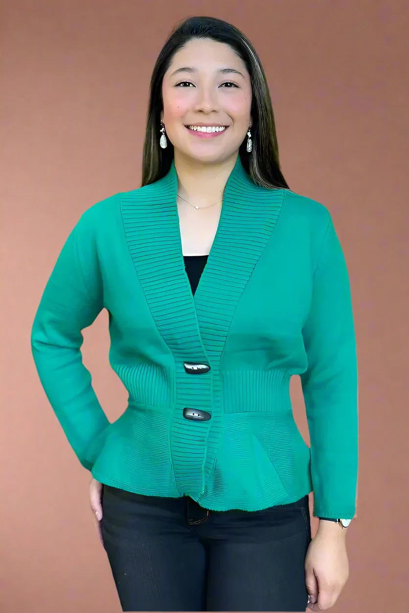 Scalloped Hem Cardigan Green