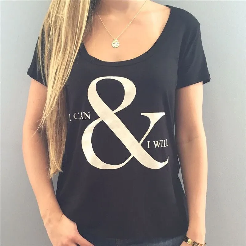 Scoop Letter Flower Print Short Sleeves Casual T-shirt
