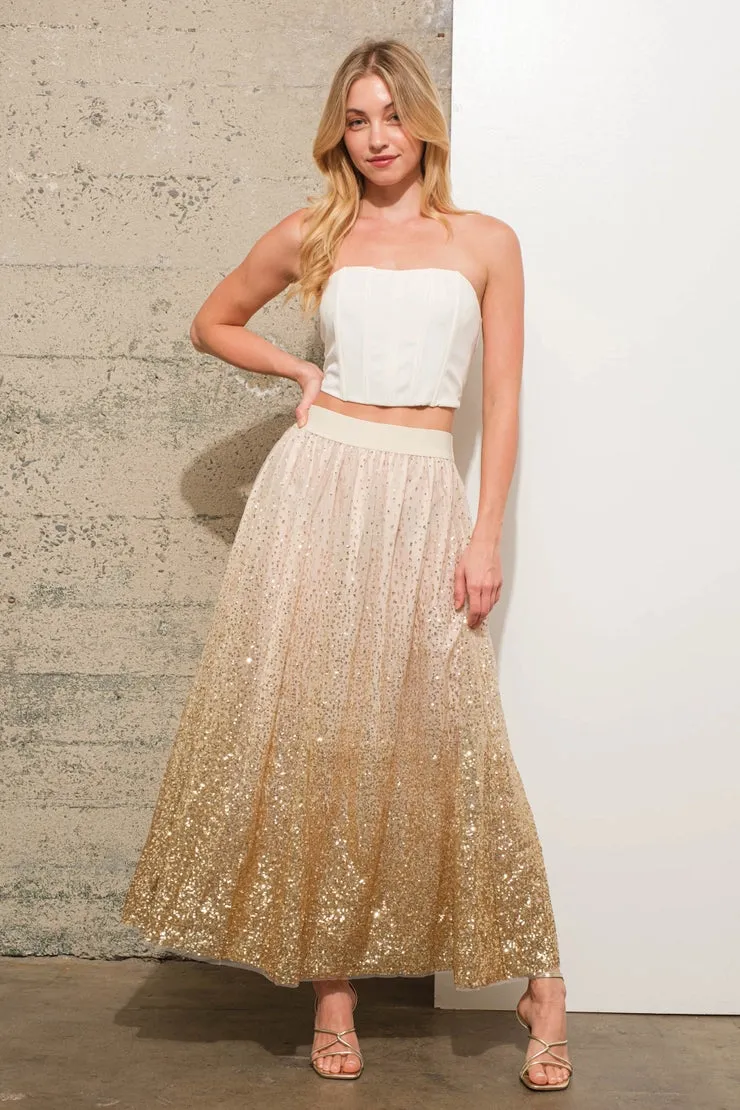 Sequin Embellished Tulle Skirt