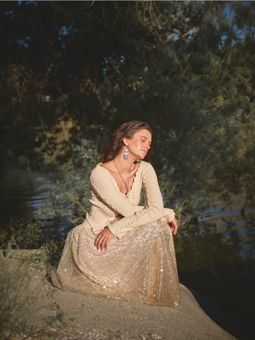 Sequin Embellished Tulle Skirt
