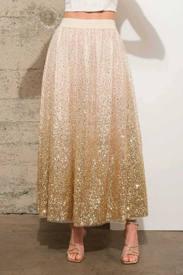 Sequin Embellished Tulle Skirt