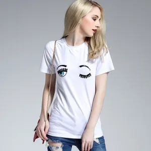 Sequins Loose Style T Shirts Women Casual Tops