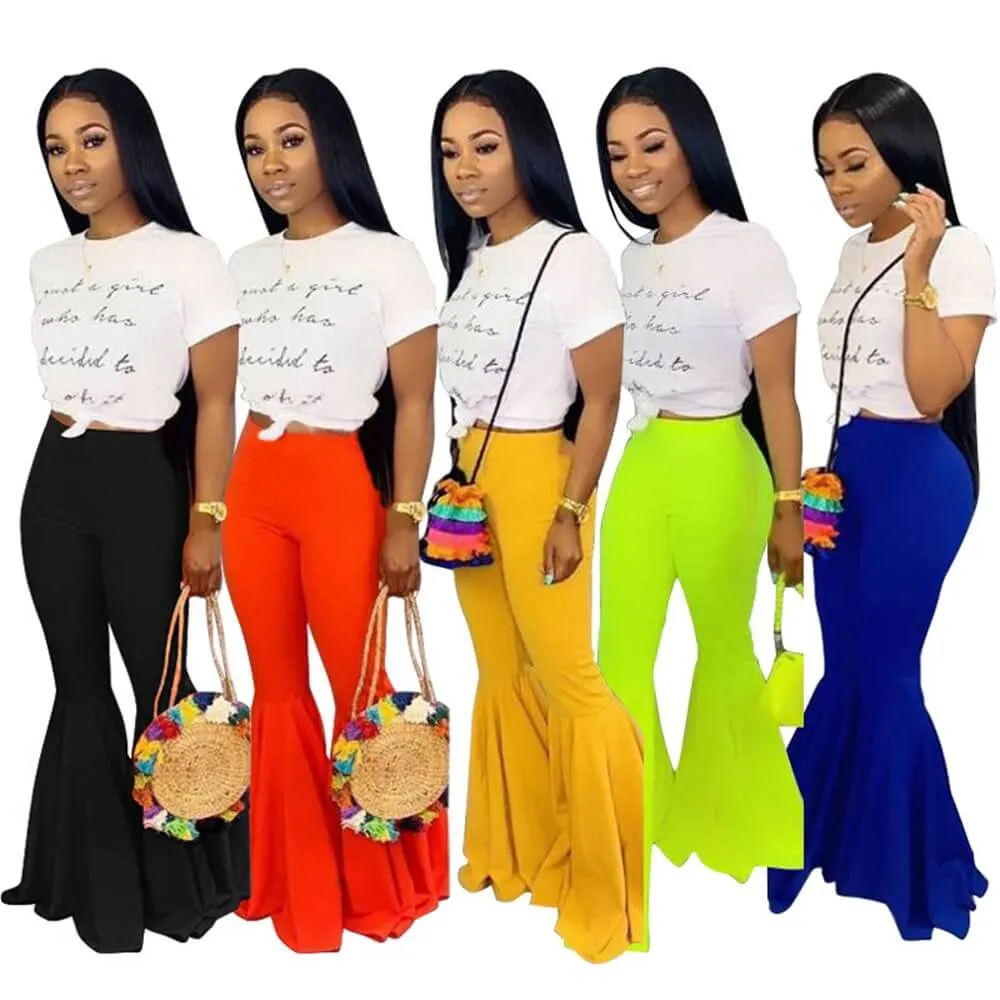 Sexy Flare High Waist Bodycon Bright Color Pants