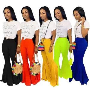 Sexy Flare High Waist Bodycon Bright Color Pants