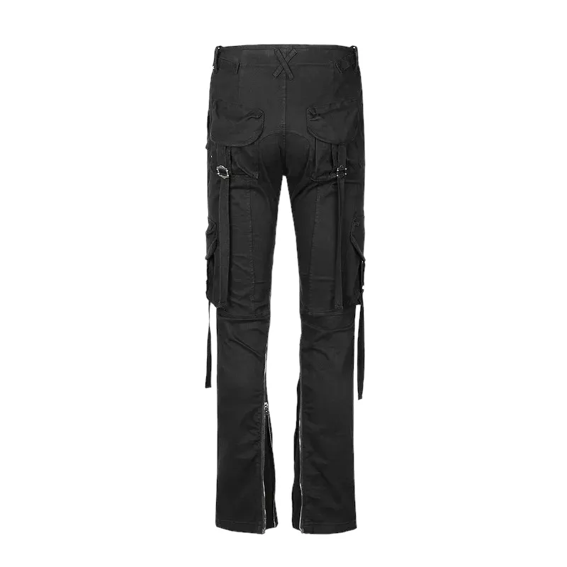 Slim fit cargo bootleg pants with 3 D pockets