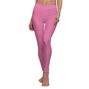 Solid Hot Pink Casual Leggings