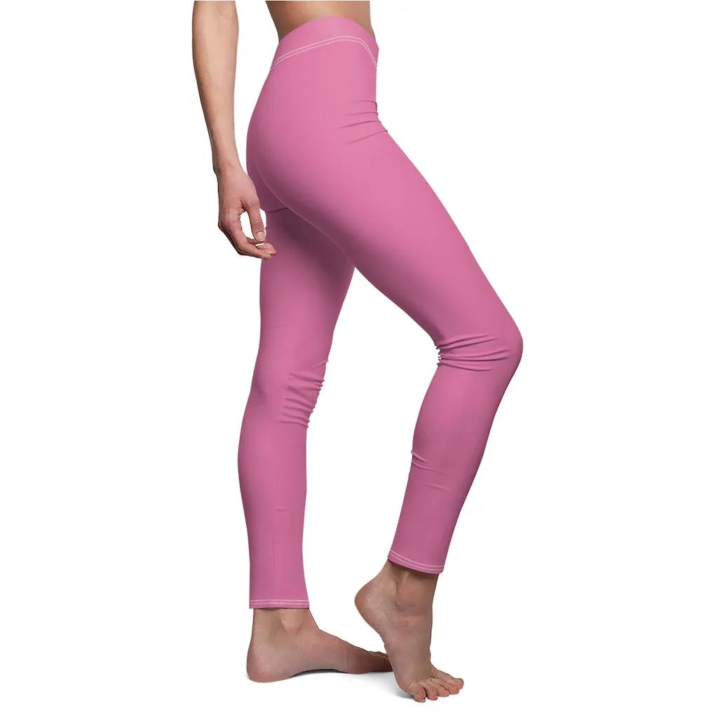 Solid Hot Pink Casual Leggings