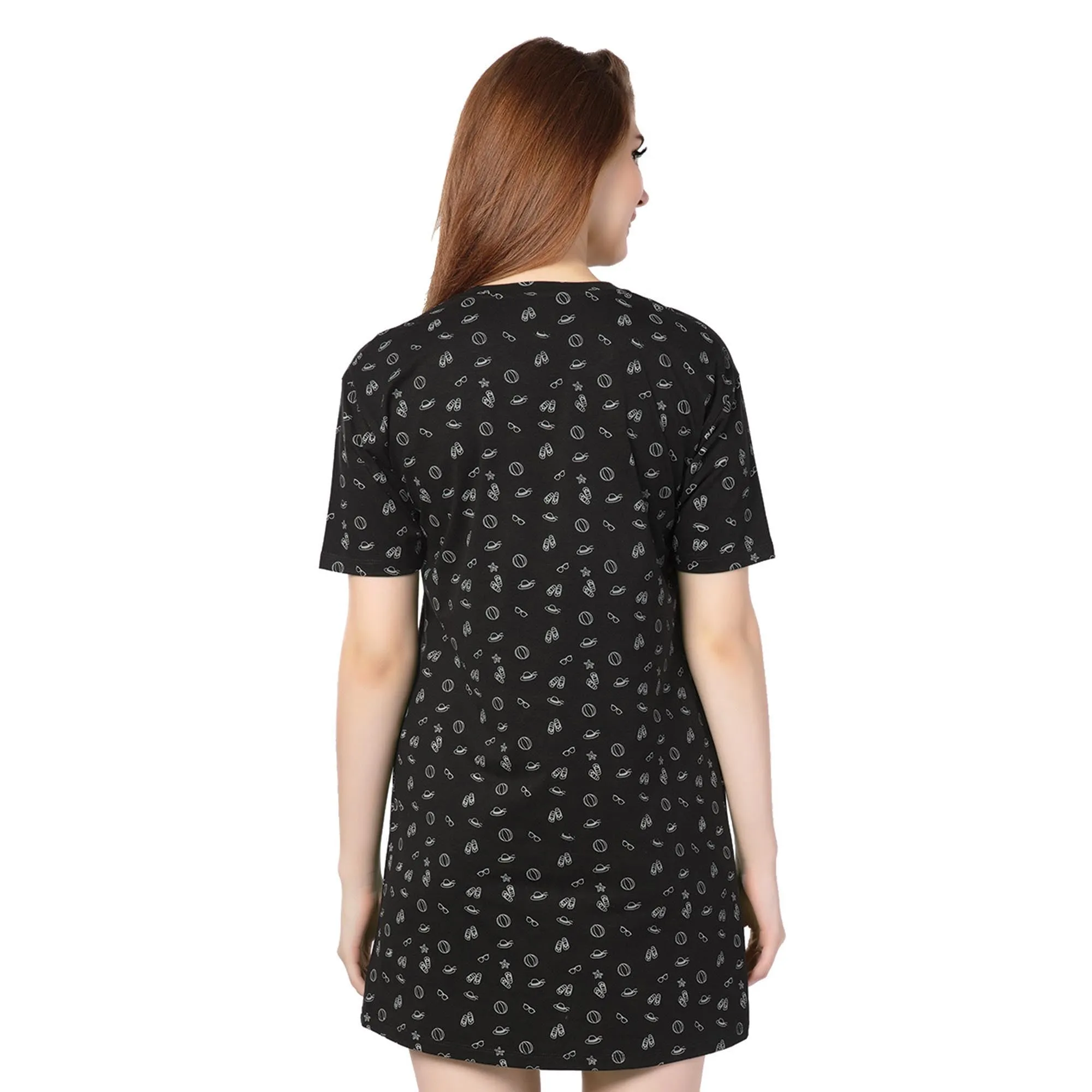 STD-24006 Cotton External Summer T-Shirt Dress Black